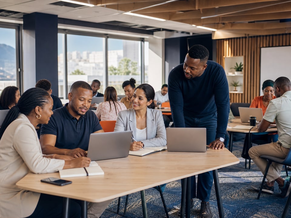 Students learning together in a connected classroom