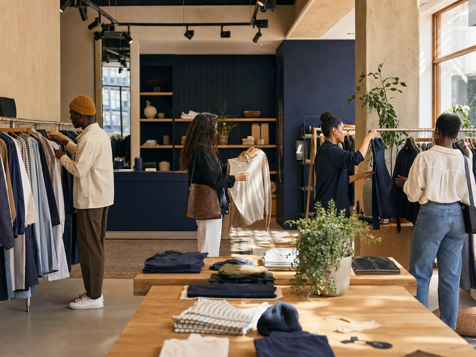 Customers browsing a contemporary retail store